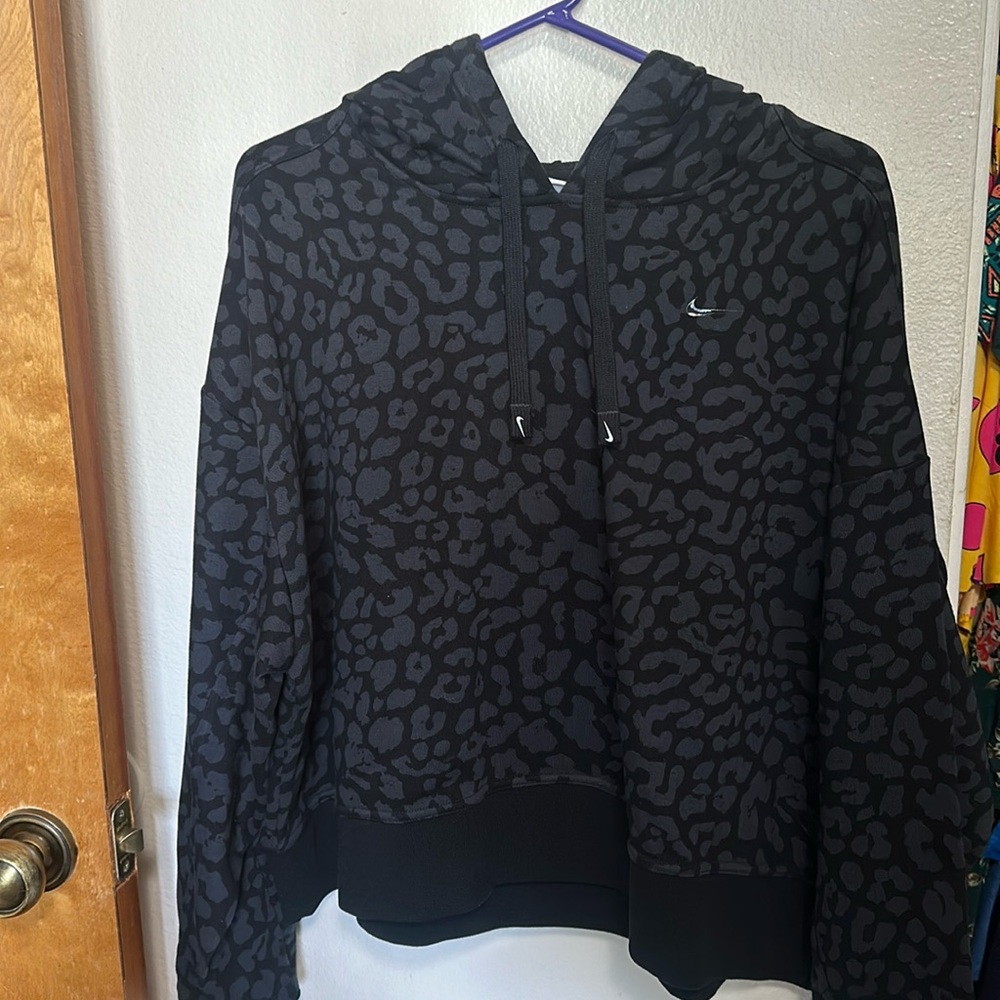 Nike Black Leopard Crop Sweater